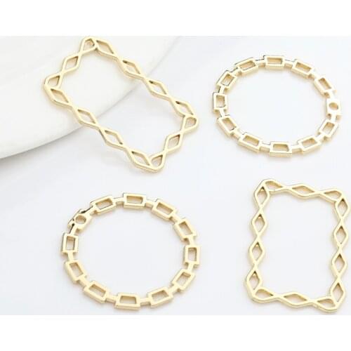 6pcs/lot Zinc Alloy Geometric Rectangle Circle Round Simplicity Charms For DIY Fashion Jewelry Making Finding Accessories