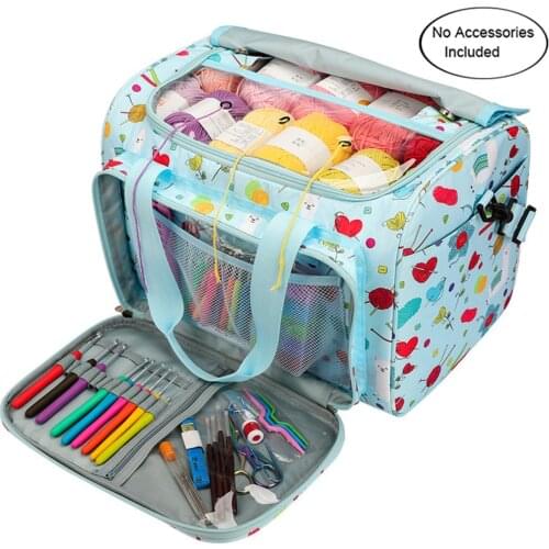 600D Oxford Cloth Embroidery Storage Bag Large Capacity Knitting Organizer Crochet Hooks Sewing Tools Thread Yarn Tote Holder
