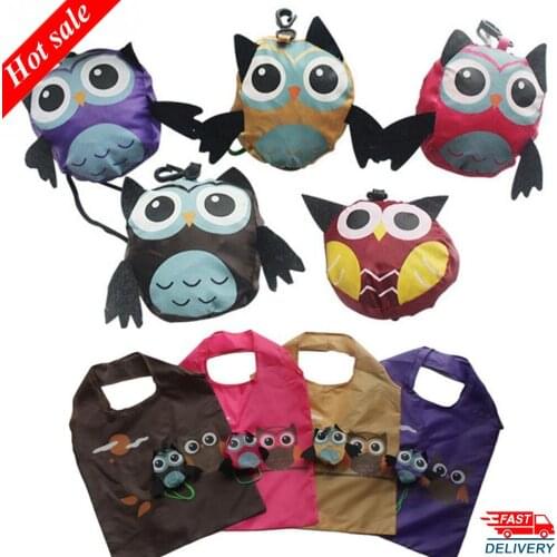 Shopping Bag Eco Friendly Ladies Gift Foldable Reusable Tote Bag Portable Travel Shoulder Bag New Cute Animal Owl Shape Folding