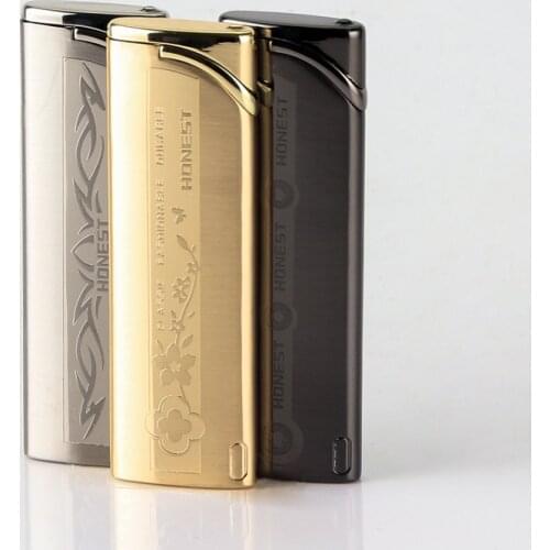 Windproof Ultra-thin Butane Gas Lighter Mens Gift Stainless Steel