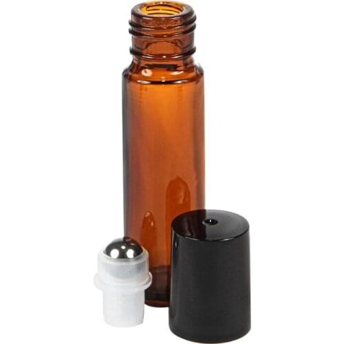 Amber 10 ml Glass Roll-on Bottles with Stainless Steel Roller Balls