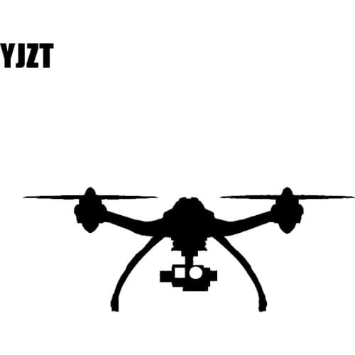 YJZT 13.2CM*5CM Cartoon Vinyl Decal Quadcopter UAV Drone Car Sticker Black/Silver C3-0166