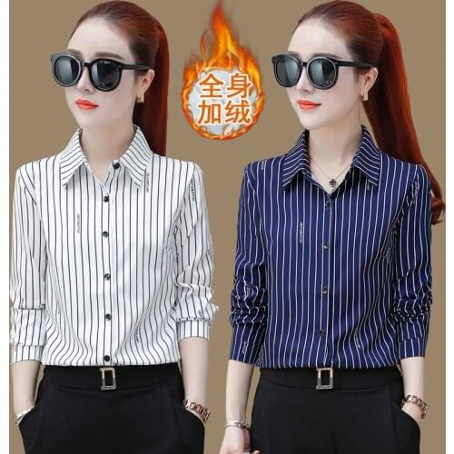 Women Blouse Striped Long Sleeve Autumn Winter Shirt Chiffon Shirt Blusas Ropa De Mujer