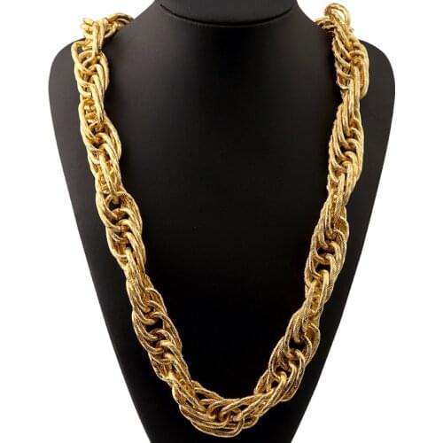 2.2cm Width Big Chunky Rope Chain Hip Hop Aluminum Yellow Filled Thick Mens Golden Silver Twiste Bling Jewelry 2021 Wholesale