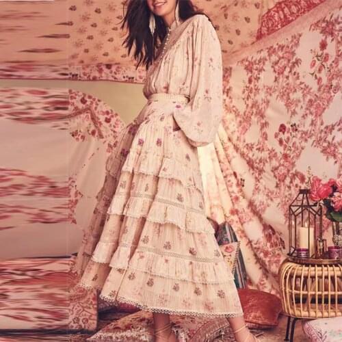 2021 Designer Fashion Summer Spring Skirt Set Women Lantern Sleeve Printed Top+High Waist Printed Skirt Two Pieces Set