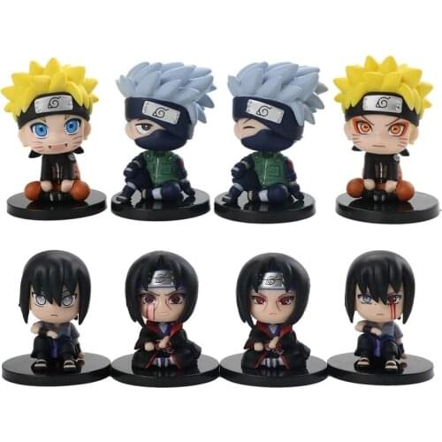 4Pcs/Set 6cm Naruto Shippuden Action Figure Kakashi Sasuke Itachi Q Version Anime Model Dolls Kids Toys for Boys Gifts