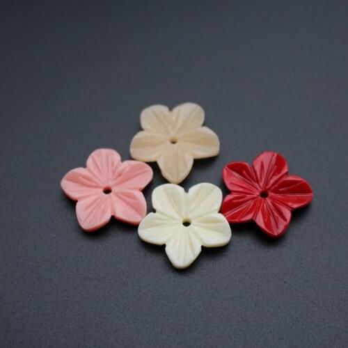#8119 10Pcs/Lot Carved 19mm*3.5mm Flowers Space parts 4 Colors Artificial Coral Findings for Jewelry making