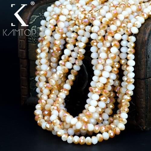 95PCS/Lot 6MM Mixed Faceted Glass Crystal Spacer Rondelle Beads For Jewelry Making DIY