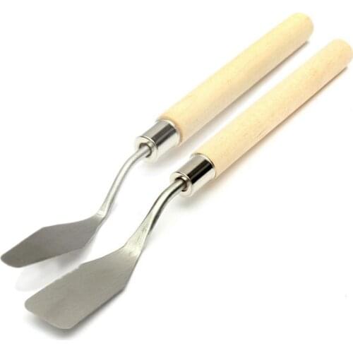 Wood Handle Painting Spatula Metal Palette Knife Scraper Oil Texture Painting Art Crafts Tool Painting supplies flat/sharp