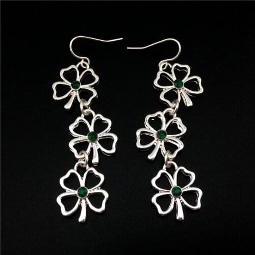 Women Special store Lucky Clover four leaves pendant hanging Earrings brincos female earing