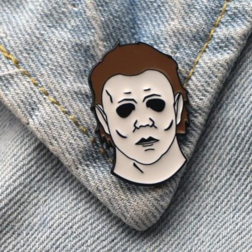 DMLSKY Michael Myers Cool Brooch Cartoon Enamel Pins For Women Men Backpack Pins Personality Kids Pin Charm Jewelry M3301