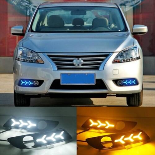 2pcs LED DRL Daytime Running Lights Daylight yellow turn Signal lamp For Nissan sentra Sylphy 2012 2013 2014 2015
