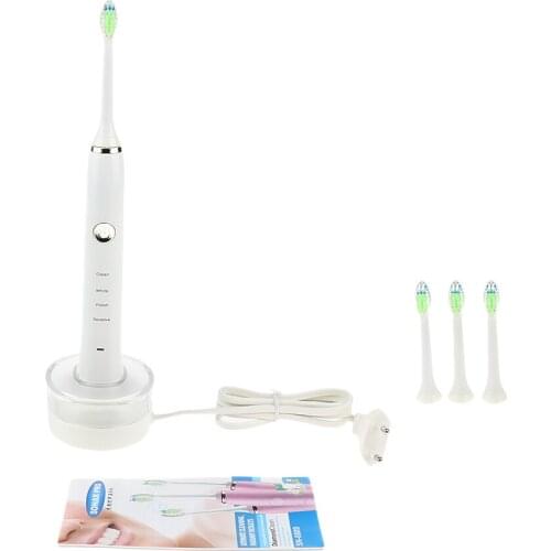 Electric Automatic Adult Toothbrush + 3 Replacement Head for Oral Care Pink