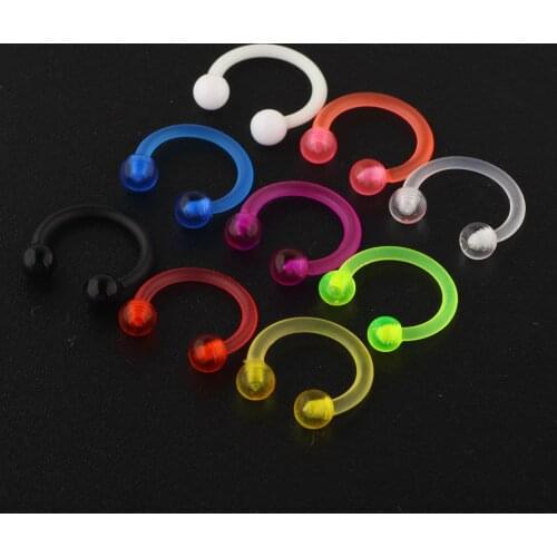 Fanpeijy 16g Flexible Acrylic Nose Hoop Rings Cartilage Helix Earrings Tragus Earring Lip Horseshoe Septum Stud Piercing 1/9pcs