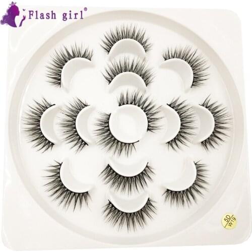 Flash Girl Factory W19 Wholesale Price Fluffy Eyelashes Mink W Series 7 Pairs Makeup Private Label Eyelashes