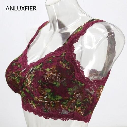 H9720 Lace Sexy Bra Full Cup No Steel Ring Comfortable Sleeping Bras Underwear Thin Light Print Breathable Wireless Bra Lingerie