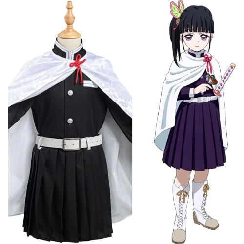 Anime Demon Slayer Kimetsu no Yaiba Tsuyuri Kanawo Cosplay Costume Outfits Kimono Kids Girls Cloak Halloween Carnival Suit