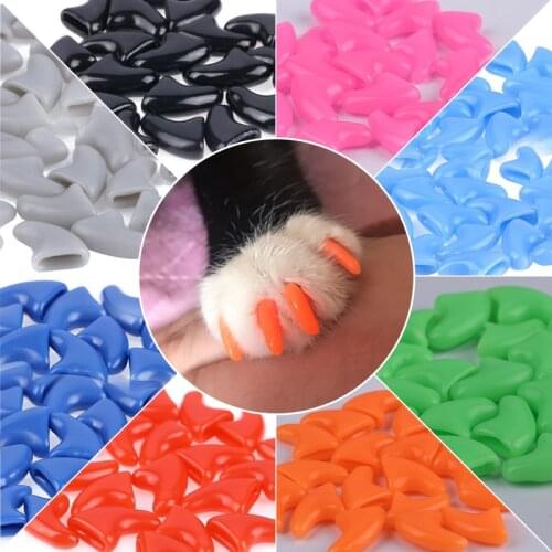 Wholesale Cats Kitten Paws Grooming Nail Claw Caps + Adhesive Glue + Applicator Rubber Pet Nail Cover/Paws Caps Pet Cat Supplies