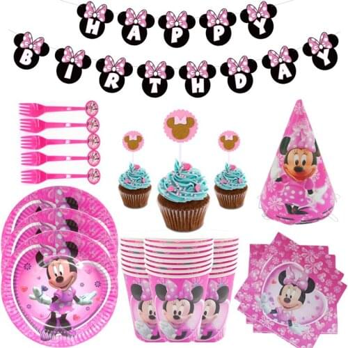 Minnie Mouse Party Decorations Birthday Cake Stand Balloon Party Decor Wedding Party Decorations Kids Disposable Tableware