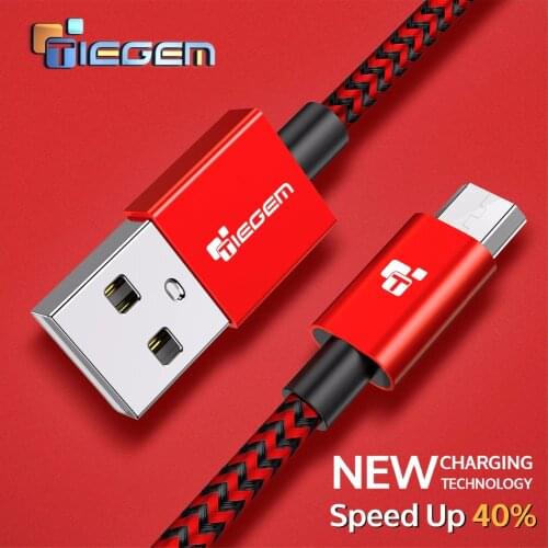 Nylon Micro USB Cable TIEGEM 3A Fast Charging USB Sync Data Mobile Phone Android Adapter Charger Cable for Samsung Sony HTC LG