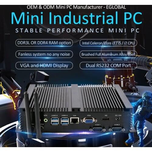 New arrival Fanless Mini PC core i5 4200U i7 4500U Industrial Computer HD+VGA 2 COM 24 Hours Working 300M Wifi 4K HD HTPC
