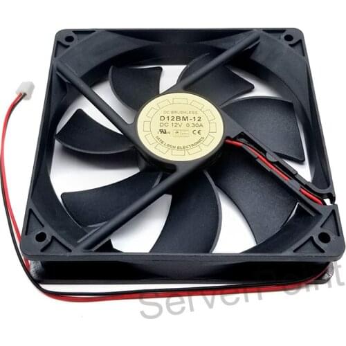 Original for Double ball air volume D12BM-12 12CM 12V 2-wire air drying machine chassis power supply cooling fan