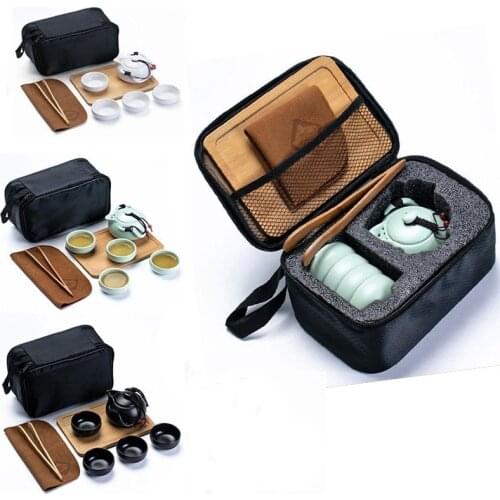 Customize Chinese Kung Fu Tea Set Ceramic Portable Teapot Set Outdoor Travel Gaiwan Tea Cups of Tea Ceremony Teacup Fine Gift
