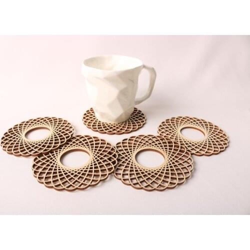 Coaster wooden coaster laser cut natural eco-friendly plywood birch coasters