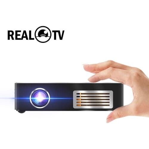 REAL TV C9 Mini DLP Projector Plus 4K Portable Android 7.1 WiFi Bluetooth Smart Touchpad Proyector LED Home Cinema Beamer