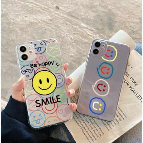 Cartoon Cute Smile Fundas For Samsung Galaxy Note 20 10 Pro S20 FE S21 Ultra S10 Lite S10E S9 S8 S7 Edge 9 8 J6 Plus Clear Cases