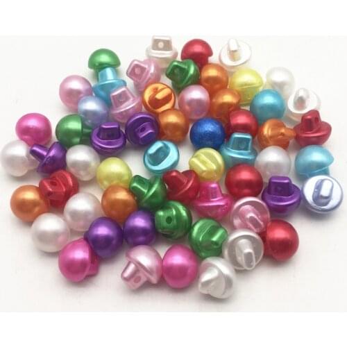 100pcs Mixed Pearls 10mm Round Ball Shank Buttons Sewing Garment Accessories Baby Fancy Dress Button Jewelry Making