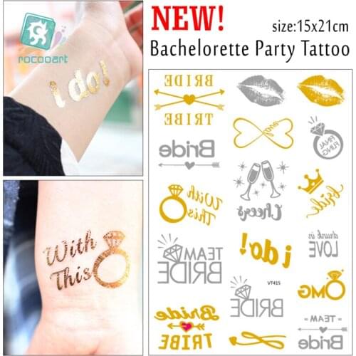 Different Metallic Silver Luminous Golden Flash Team Bride Parties Waterproof Tattoo Wedding Present Bachelorette Party sticker
