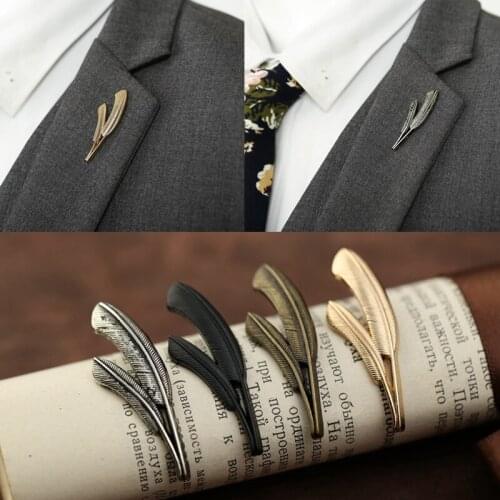 Retro Double Banana Leaf Brooch Feather Suit Collar Button Simple Pin Brooch Accessories Vintage Brooches For Women Men