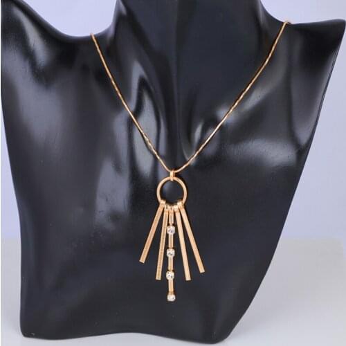 ROLILASON gold tone AAA Zirconia Anniversary Acessories Fashion Jewelry Necklaces Pendants for Ladies LN559