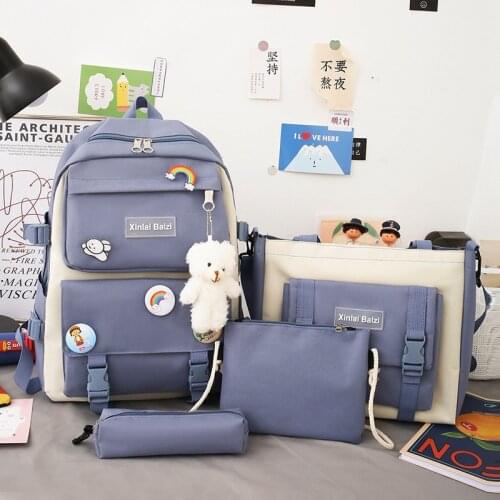 NEW 4 Piece Set backpacks fashion canvas backpack female Korean Shoulder bag College Students bags School backpack for girl 2021