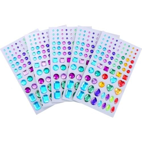 Self-adhesive Rhinestone Sticker Bling Craft Jewels Crystal Gem Stickers, Assorted Size, 5 Sheets (Multicolor 3)