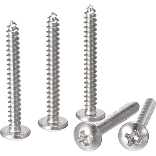 Uxcell Phillips Head Self Tapping Screws, #4 x 1" 304 Stainless Steel Wood Sheet Metal Screw 100pcs