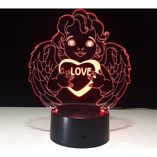 Love Angel 7 Colors 3D Touch Switch Light Room Decor Decoration LED Table Lamp Sleeping Lighting Celebrate Fathers Day Gift