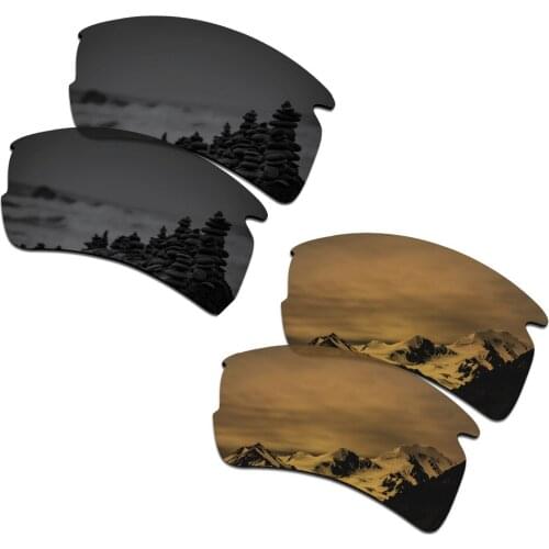 SmartVLT 2 Pairs Polarized Sunglasses Replacement Lenses for Oakley Flak 2.0 XL Stealth Black and Bronze Gold