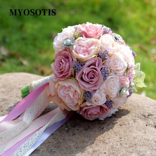 Handmade Wedding Bouquet Flowers Marriage Accessories Bridal Bouquets Silk Roses Wedding Bouquets for Bridesmaids Decoration