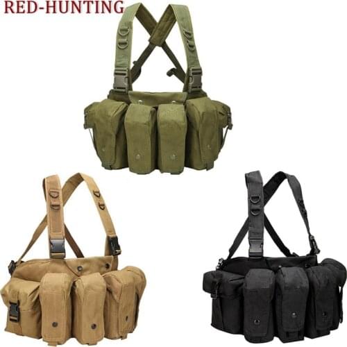 Tactical Airsoft Ammo Chest Rig Vest Military Airsoft Training Chest AK 47 Magazine Carrier Combat Pocket Vest