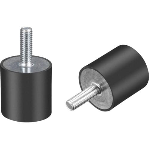 Uxcell 2Pcs M6 Thread Rubber Mounts Vibration Isolators Cylindrical Shock Absorber with Studs 25x25mm to Air Conditioning