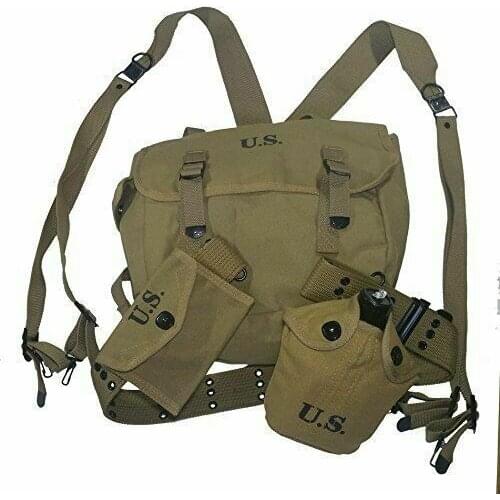 WW2 WWII US army 1943 M36 Field Backpack Canteen Belt X Suspenders First Aid Bag SOLDIER MILITARY WAR REENACTMENTS EQUIPMENT
