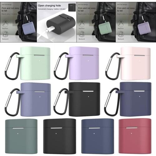 Protective Durable Soft Silicone Earphone Case Shell Earbuds Cover Protector + Carabiner For Xiaomi Air2 Air2s
