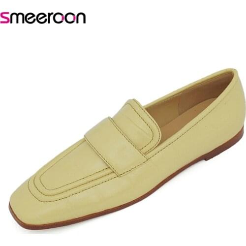 Smeeroon 2021 Genuine Leather Shoes Women Loafers Top Quality Stone Pattern Spring Summer Single Shoes Women Flat Shoes