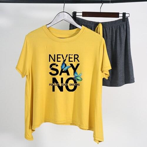 Suit Female Spring Summer Home Clothes Short Sleeve Two-Piece Set Loose Modal Butterfly Letter Pajamas Women Pijama Mujer