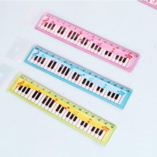 1 Pc Cute 15cm Black White Musical Notes Piano Transparent Plastic Straight Rulers Drawing Measuring Ruler Student Stationery