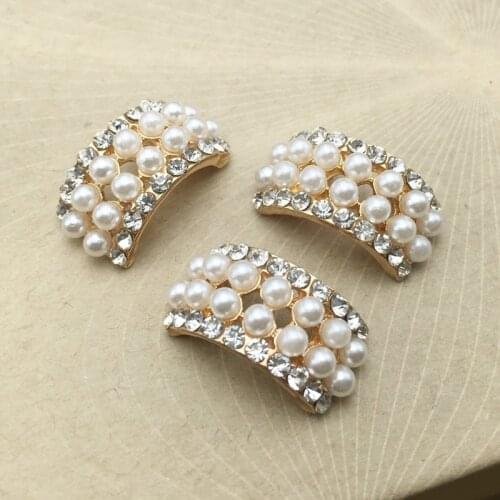 10pcs lot Craft Pearl Crystal Rhinestone Buttons Flower Round Cluster Flatback Wedding Embellishment Jewelry Craft