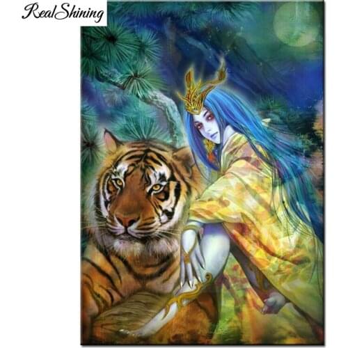 3d cross stitch diamond mosaic Cleopatra and tiger diamond painting full square 5d diy diamond embroidery round drill gift,F424