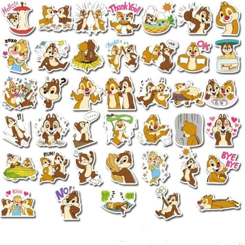 40Pcs Cartoon Disney Chip 'N' Dale Sticker Childrens Classic Toy Cartoon Mobile Phone Water Cup Waterproof Hand Account Sticker